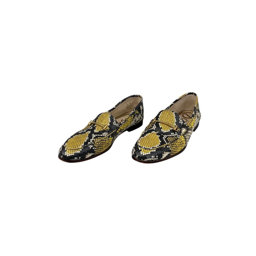 Sam Edelman Lior Loafers‎ Womens 5 Yellow Snakeskin Embossed Leather Horsebit